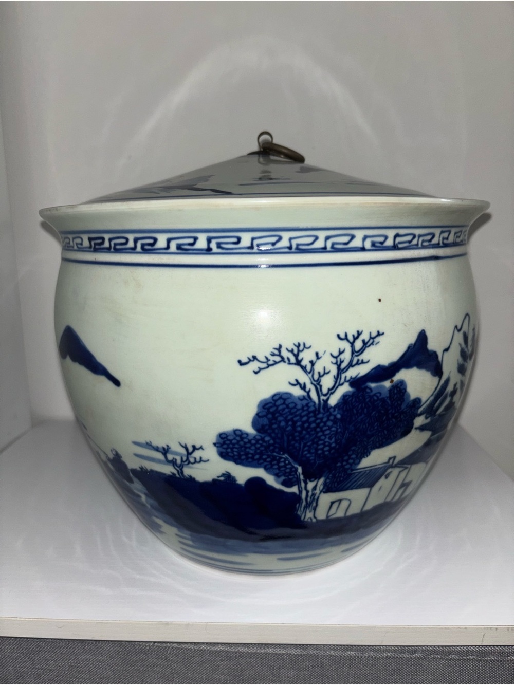 Creative Co-Op Blue and White Porcelain Lidded Jar
